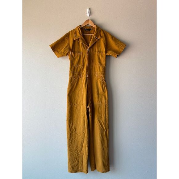 big bud press spicy mustard short sleeve jumpsuit